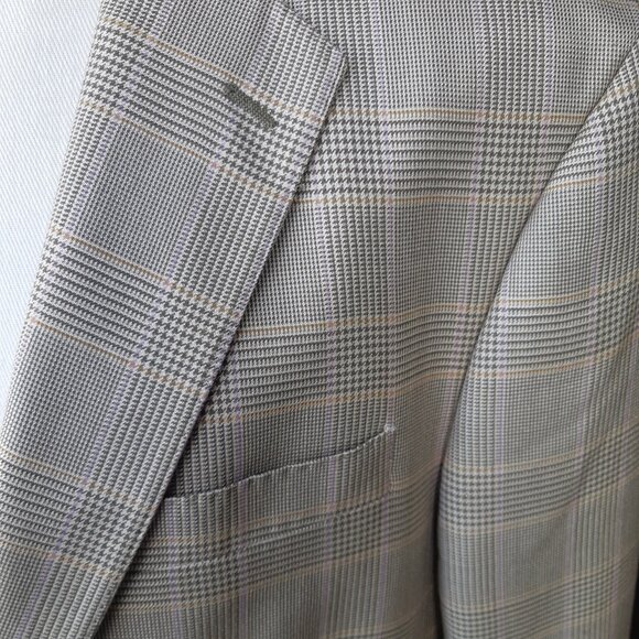 ARNOLD BRANT SZ 40R Plaid Men's Sport Jacket Beige - Picture 1 of 14